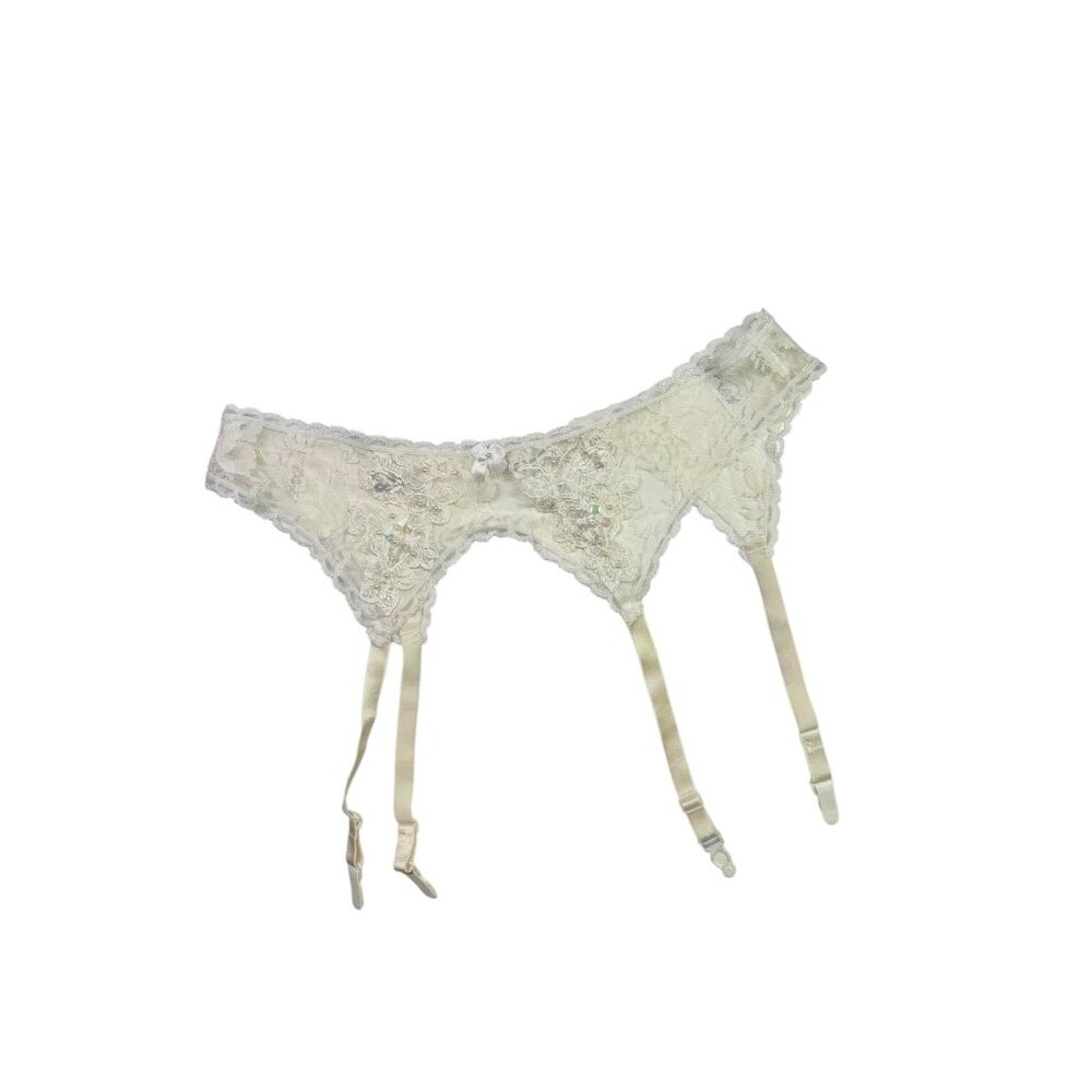 Vintage Je T'adore Size M? Bridal Garter Belt Lace Sequins 30" around